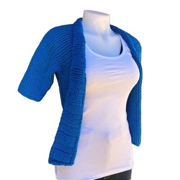 Kenneth Cole New York Blue Chunky Knit Sweater Cardigan Size S - Picture 9 of 11